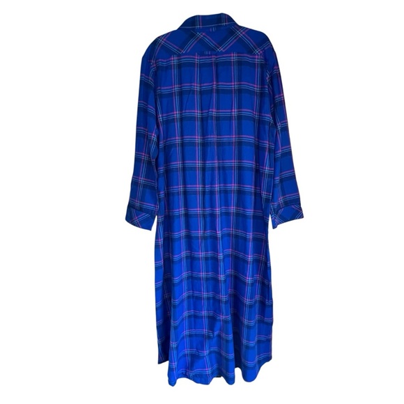 New Pajamagram 100% Cotton Maxi Length Flannel Nightgown Blue Plaid Size XL - Picture 6 of 8